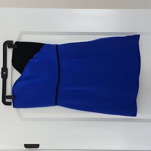 NWT ANILEE SILK ROYAL BLUE & BLACK STRAPLESS MINIDRESS SIZE 6